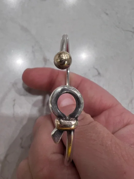 Eden Hand Arts two tone silver and 14k fish bracelet - Picture 3 of 14